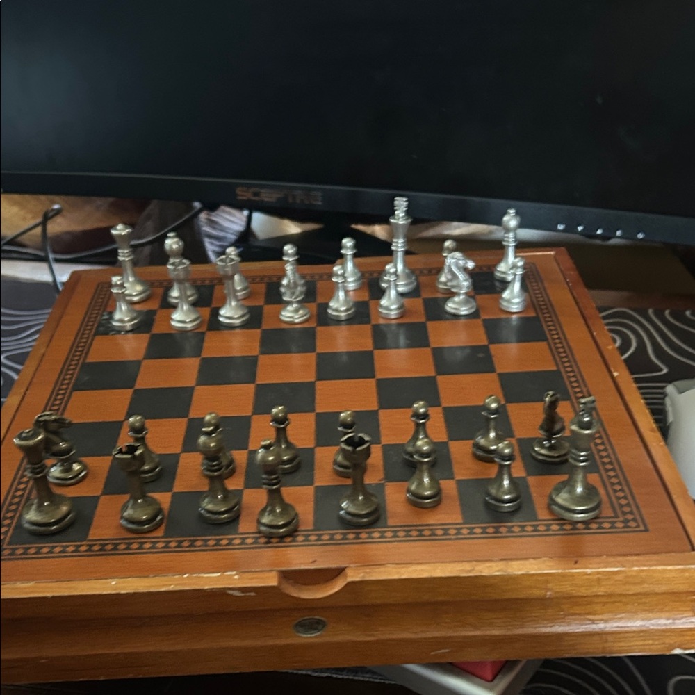 Classic Silver and Bronze Chess Set